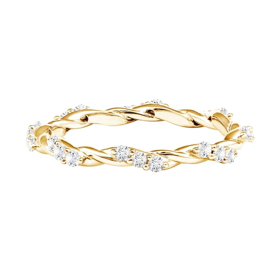 Rosec Jewels Lab Grown Diamond Stacking Ring for Women - Twisted Ring - EF-VS Quality - Ready to Gift with Jewelry Box, 18K Yellow Gold, US 9.00