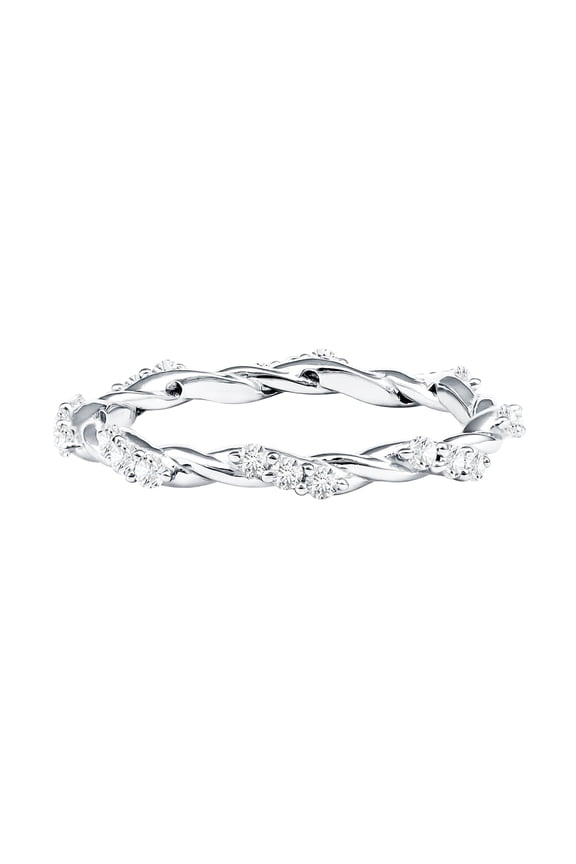 Lab Grown Diamond Stacking Ring for Women - Twisted Ring - EF-VS Quality - Ready to Gift with Jewelry Box, 925 Sterling Silver, US 4.00