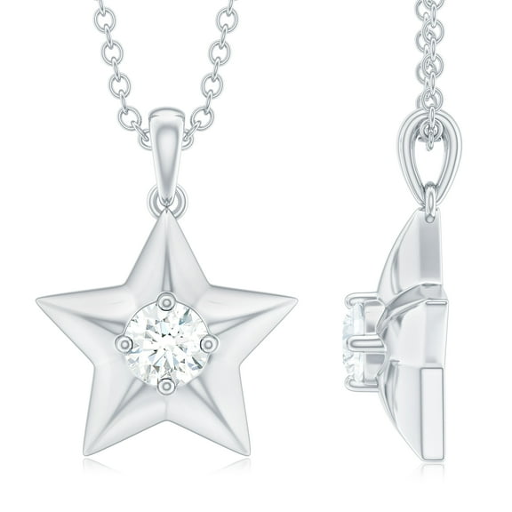 Rosec Jewels Lab Grown Diamond Star Pendant with Chain - EF-VS Quality Certified - Ready to Gift, 925 Sterling Silver