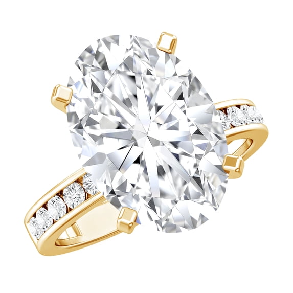 Rosec Jewels Lab Grown Diamond Statement Engagement Ring 5 Carat - IGI Certified Solitaire Oval Diamond Ring - E-VS1 Quality, 14K Yellow Gold, US 5.00