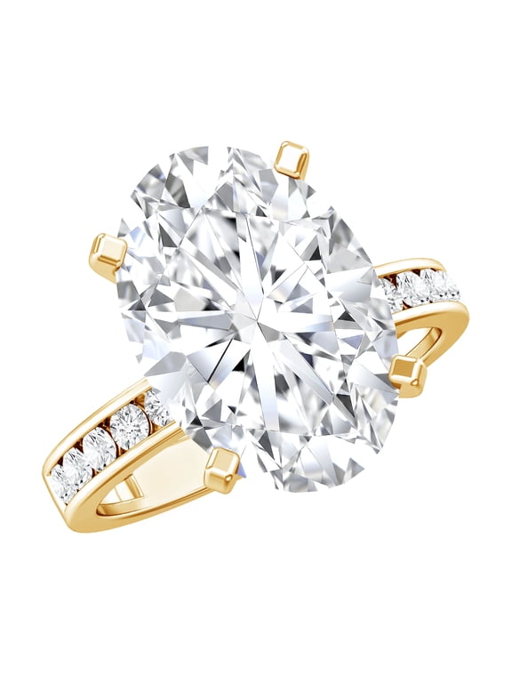 Lab Grown Diamond Statement Engagement Ring 5 Carat - IGI Certified Solitaire Oval Diamond Ring - E-VS1 Quality, 14K Yellow Gold, US 7.00