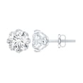 thumbnail image 1 of Rosec Jewels Lab Grown Diamond Stud Earrings 1 Ct - 6 mm Solitaire Earrings with Screw Back - EF-VS Grade, 10K White Gold, 1 of 8