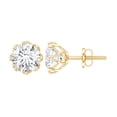 thumbnail image 1 of Rosec Jewels Lab Grown Diamond Stud Earrings 1 Ct - 6 mm Solitaire Earrings with Screw Back - EF-VS Grade, 10K Yellow Gold, 1 of 8