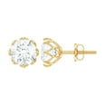 thumbnail image 1 of Rosec Jewels Lab Grown Diamond Stud Earrings 1 Ct - 6 mm Solitaire Earrings with Screw Back - EF-VS Grade, 10K Yellow Gold, 1 of 7