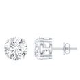 thumbnail image 1 of Rosec Jewels Lab Grown Diamond Stud Earrings 2 Carat - 8 mm Solitaire Earrings - EF-VS Quality, Screw Back, 925 Sterling Silver, 1 of 8