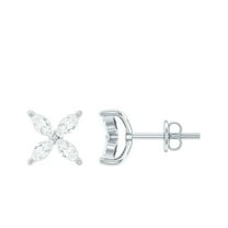 Rosec Jewels Lab Grown Diamond Stud Earrings - 4 Petal Flower Earrings with Screw Back (Ef-Vs Quality), 925 Sterling Silver