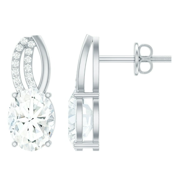 Rosec Jewels - Lab Grown Diamond Stud Earrings - 6X8 mm Oval Diamond Earrings (2 Ct, EF-VS Grade), 925 Sterling Silver