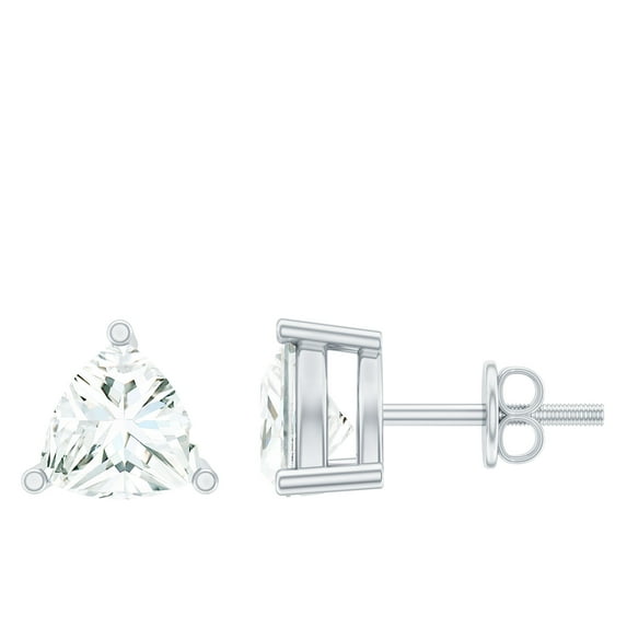 Rosec Jewels Lab Grown Diamond Stud Earrings Unisex - 5 mm Trilliant Cut Earrings with Screw Back - EF-VS Grade, 10K White Gold