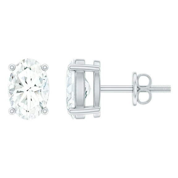 Rosec Jewels Lab Grown Diamond Stud Earrings for Women - 4X6 mm Oval Diamond Earrings - EF-VS Grade, 925 Sterling Silver