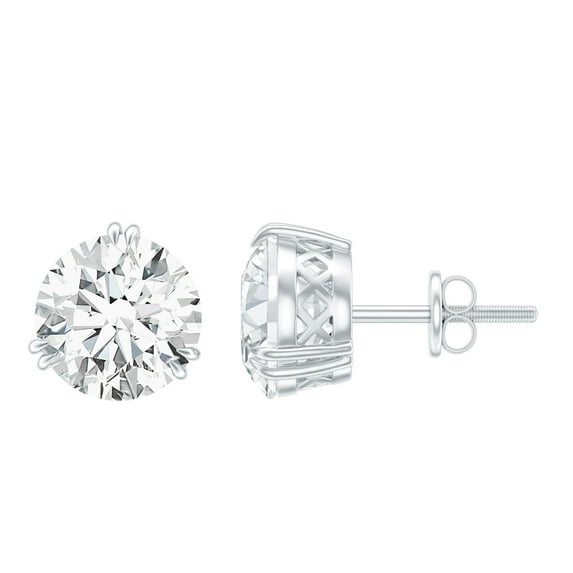 Rosec Jewels Lab Grown Diamond Stud Earrings for Women - Solitaire Earrings - 8 mm - EF-VS Quality, 14K White Gold