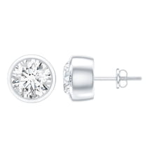 Rosec Jewels Lab Grown Diamond Stud Earrings with Screw Back - EF-VS Grade Certified - Ready to Gift, 925 Sterling Silver