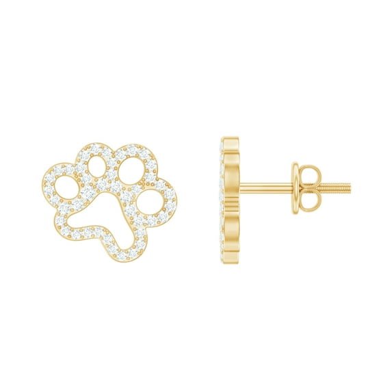 Rosec Jewels Lab Grown Diamond Studs - Dog Paw Earrings for Women - EF-VS Quality - Ready to Gift, 14K Yellow Gold