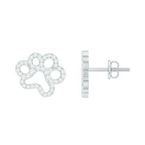 Rosec Jewels Lab Grown Diamond Studs - Dog Paw Earrings for Women - EF-VS Quality - Ready to Gift, 925 Sterling Silver
