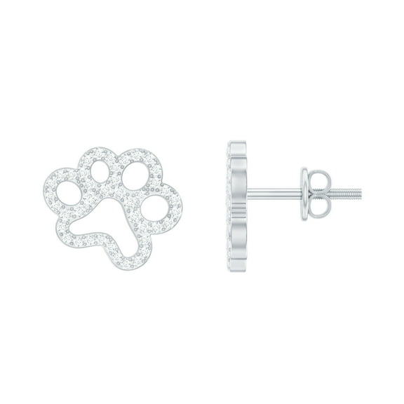Rosec Jewels Lab Grown Diamond Studs - Dog Paw Earrings for Women - EF-VS Quality - Ready to Gift, 925 Sterling Silver