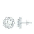 thumbnail image 1 of Rosec Jewels Lab Grown Diamond Studs - Vintage Style 2 Carat Diamond Earrings with Screw Back (6 mm, EF-VS Quality), 18K White Gold, 1 of 7