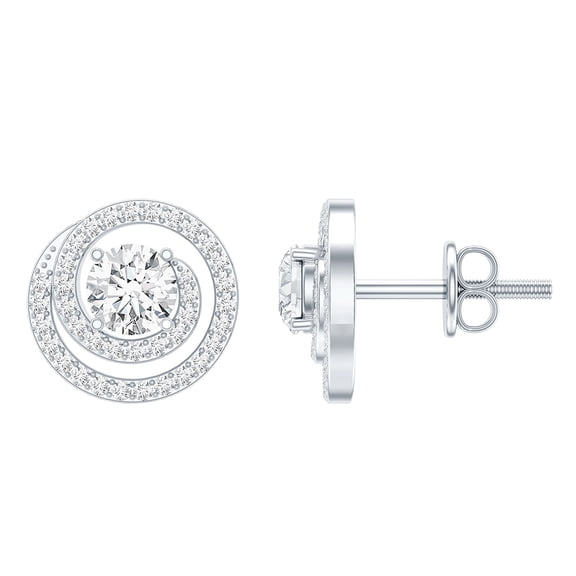 Rosec Jewels Lab Grown Diamond Swirl Earrings Studs with Screw Back - EF-VS Quality - Ready to Gift for Birthday, 925 Sterling Silver