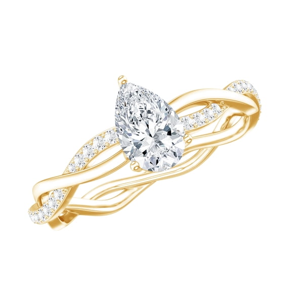 Rosec Jewels Lab Grown Diamond Teardrop Engagement Ring - 5X7 MM - EF-VS Quality, 10K Yellow Gold, US 9.50