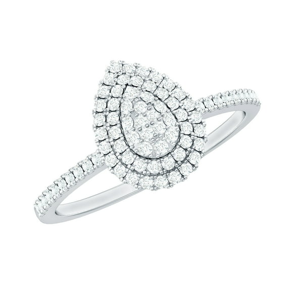 Rosec Jewels Lab Grown Diamond Teardrop Engagement Ring - Pear Shaped Ring - EF-VS Quality, 925 Sterling Silver, US 4.00