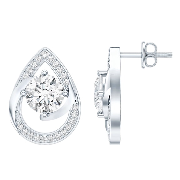 Rosec Jewels Lab Grown Diamond Teardrop Stud Earrings for Women - EF-SV Grade - Ready to Gift for Valentines, 925 Sterling Silver