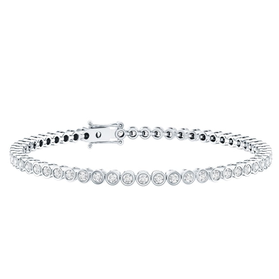 Rosec Jewels Lab Grown Diamond Tennis Bracelet - Bezel Set Diamond Bracelet - EF-VS Quality - Ready to Gift for Mothers Day, 925 Sterling Silver, 6.0 inches