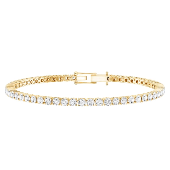 Rosec Jewels Lab Grown Diamond Tennis Bracelet for Women - Minimalist Bracelet - EF-VS Quality Certified - Ready to Gift, 10K Yellow Gold, 7.5 inches
