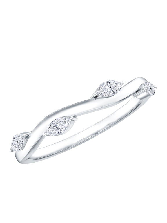 Lab Grown Diamond Wedding Anniversary Ring - EF-VS Quality - Diamond Leaf Ring - Ready to Gift for Special Occasions, 925 Sterling Silver, US 7.00