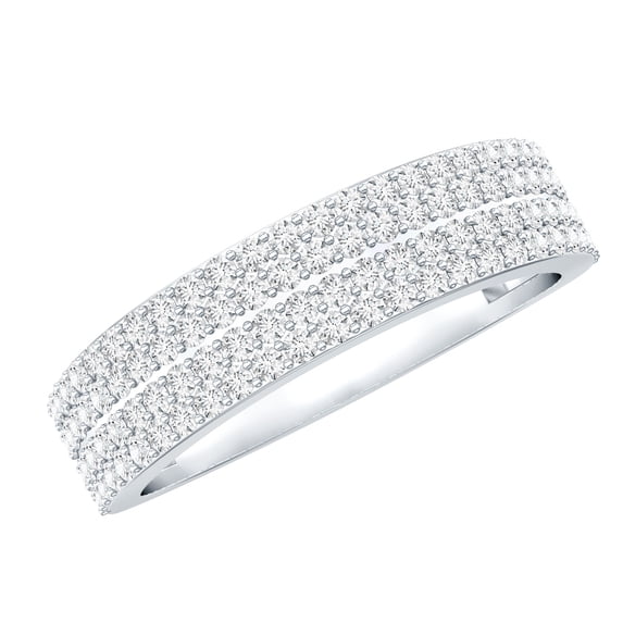 Rosec Jewels Lab Grown Diamond Wedding Band - EF-VS Quality Certified Half Eternity Ring (with Jewelry Box), 18K White Gold, US 13.00
