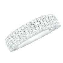Rosec Jewels Lab Grown Diamond Wedding Band - EF-VS Quality Certified Half Eternity Ring (with Jewelry Box), 925 Sterling Silver, US 4.00