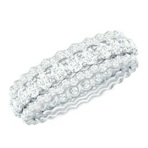 Rosec Jewels Lab Grown Diamond Wedding Band Ring - Eternity Ring - EF-VS Quality Certified, 925 Sterling Silver, US 4.00