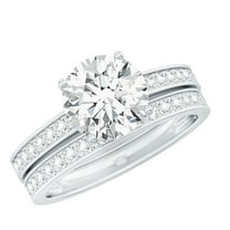 Rosec Jewels Lab Grown Diamond Wedding Engagement Ring Set for Women - 2 Carat Engagement Ring with Band - EF-VS Quality, 925 Sterling Silver, US 4.00