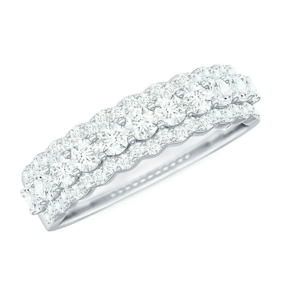 Rosec Jewels Lab Grown Diamond Wedding Ring - Half Eternity Band Ring Wide - EF-VS Grade (Ready to Gift), 18K White Gold, US 10.50