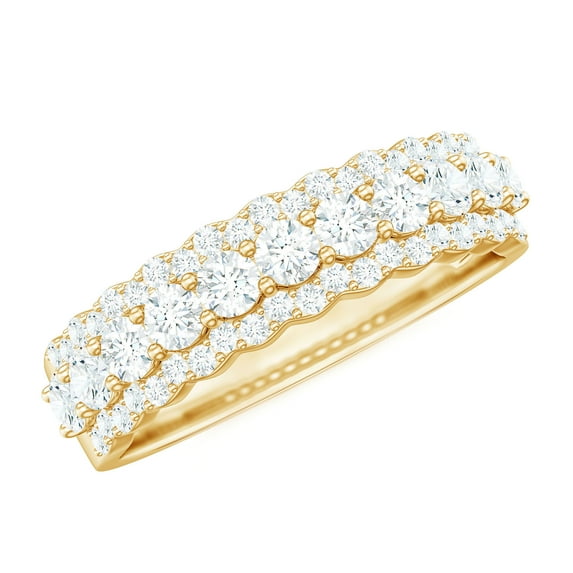 Rosec Jewels Lab Grown Diamond Wedding Ring - Half Eternity Band Ring Wide - EF-VS Grade (Ready to Gift), 18K Yellow Gold, US 5.00