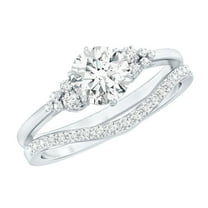 Rosec Jewels Lab Grown Diamond Wedding Ring Set - 1 Ct Engagement Ring with Enhancer - EF-VS Grade, 925 Sterling Silver, US 4.00