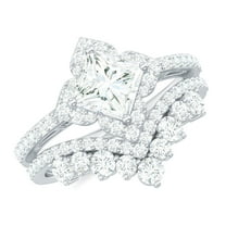 Rosec Jewels Lab Grown Diamond Wedding Ring Set - Floral Inspired Engagement Ring with Band (EF-VS Grade), 925 Sterling Silver, US 4.00