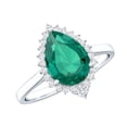 thumbnail image 1 of Rosec Jewels Lab Grown Emerald Cocktail Ring with Diamond Halo for Women (AAAA Quality), 18K White Gold, US 12.50, 1 of 9