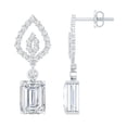 thumbnail image 1 of Rosec Jewels Lab Grown Emerald Cut Diamond Earrings Drop - Art Deco Earrings (3 Carat, EF-VS1 Quality) - With Jewelry Box, 18K White Gold, 1 of 8