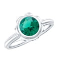 thumbnail image 1 of Rosec Jewels Lab Grown Emerald Flower Engagement Ring (1.7 Carat, AAAA Grade) - Bezel Set Emerald Ring - with Jewelry Box, 10K White Gold, US 3.00, 1 of 8