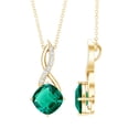 thumbnail image 1 of Rosec Jewels Lab Grown Emerald Solitaire Pendant for Women - 2 Ct - 8mm Cushion Cut - AAAA Grade - Infinity Pendant with Chain, 14K Yellow Gold, 1 of 7