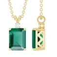 thumbnail image 1 of Rosec Jewels Lab Grown Emerald Solitaire Pendant with Moissanite for Women - 6X8 mm, 18K Yellow Gold, 1 of 8