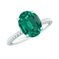 thumbnail image 1 of Rosec Jewels Lab Grown Emerald Solitaire Ring with Diamond for Women - 8X10 mm - AAAA Grade, 10K White Gold, US 8.00, 1 of 9