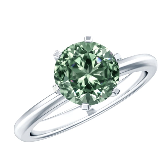 Rosec Jewels Lab Grown Green Diamond Solitaire Engagement Ring 2 Carat - IGI Certified - VS1 Quality - with Jewelry Box, 925 Sterling Silver, US 4.00