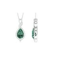 thumbnail image 1 of Rosec Jewels Lab Grown Green Sapphire Pendant with Moissanite for Women - 12X8 mm - AAAA Grade, 925 Sterling Silver, 1 of 6