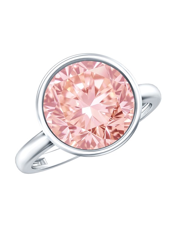 Lab Grown Pink Diamond 5 Ct Big Engagement Ring (IGI Certified) - VS1 Grade, 925 Sterling Silver, US 4.00
