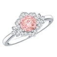 thumbnail image 1 of Rosec Jewels Lab Grown Pink Diamond Designer Engagement Ring (1 Ct, Fancy Pink Color VVS Clarity) - Womens Pink White Diamond Ring, 18K White Gold, US 9.50, 1 of 8