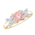 thumbnail image 1 of Rosec Jewels IGI Certified Lab Grown Pink Diamond Flower Engagement Ring (1 Ct, Fancy Pink Color- VS1 Clarity) - Womens Pink White Diamond Ring, 10K Yellow Gold, US 11.00, 1 of 9