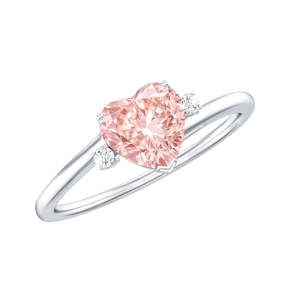 Rosec Jewels IGI Certified Lab Grown Pink Diamond Heart Promise Ring 1 Carat - E-VS1 Quality Fancy Pink Diamond Ring - Gift for Women, 18K White Gold, US 5.00