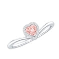 thumbnail image 1 of Rosec Jewels IGI Certified Lab Grown Pink Diamond Heart Promise Ring - Pink White Diamond Ring (1 Ct, Fancy Pink Color - VS1 Clarity), 925 Sterling Silver, US 4.00, 1 of 8