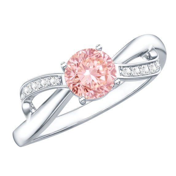Rosec Jewels IGI Certified Lab Grown Pink Diamond Infinity Engagement Ring 1 Ct (Fancy Pink Color and VS1 Clarity) - Pink White Diamond Ring, 925 Sterling Silver, US 4.00
