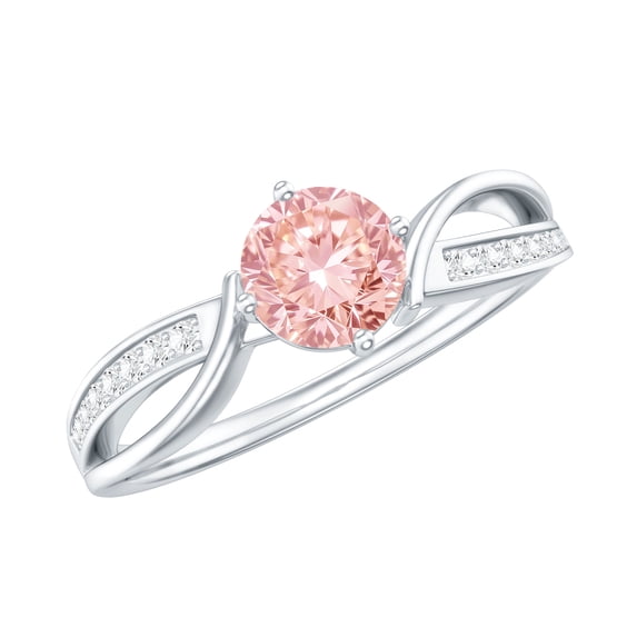 Rosec Jewels IGI Certified Lab Grown Pink Diamond Infinity Engagement Ring (1 Ct, Fancy Pink Color and VS1 Clarity) - Pink White Diamond Ring, 925 Sterling Silver, US 4.00