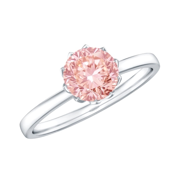 Rosec Jewels IGI Certified Lab Grown Pink Diamond Solitaire Engagement Ring - 1 Carat - Fancy Pink Color and VS1 Clarity - Gift for Special Occasions, 10K White Gold, US 9.50